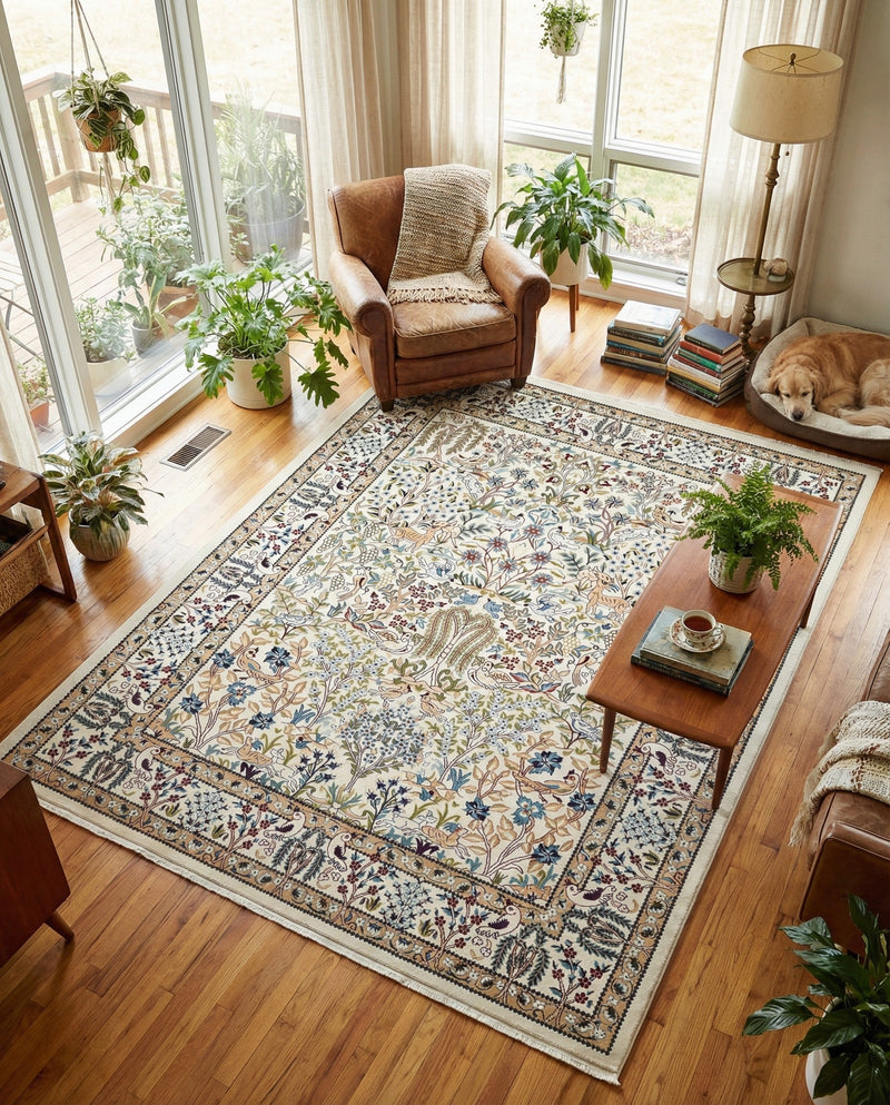 Persian Elegance Collection Area Rug -  Kerman (Ivory) Rectangle Ivory  lifestyle 8