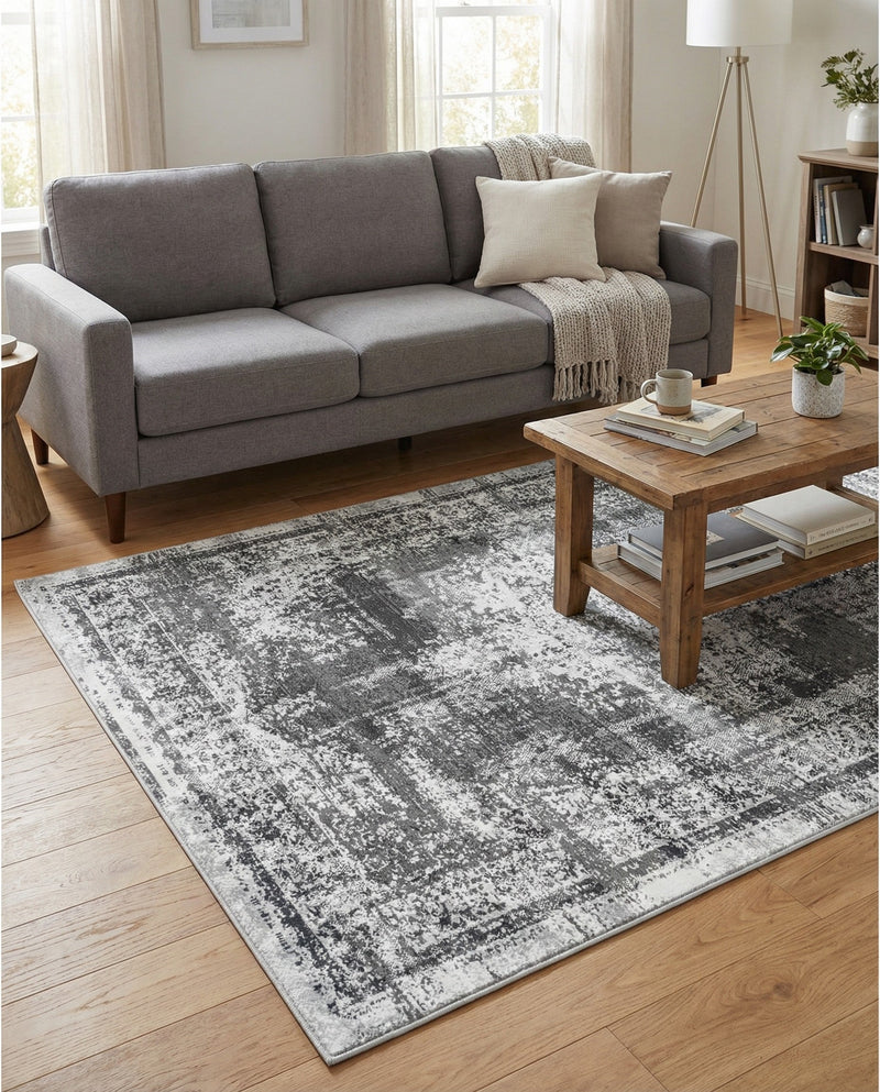 Geneva Terrace Collection Area Rug -  Vevey Rectangle Gray  lifestyle 24
