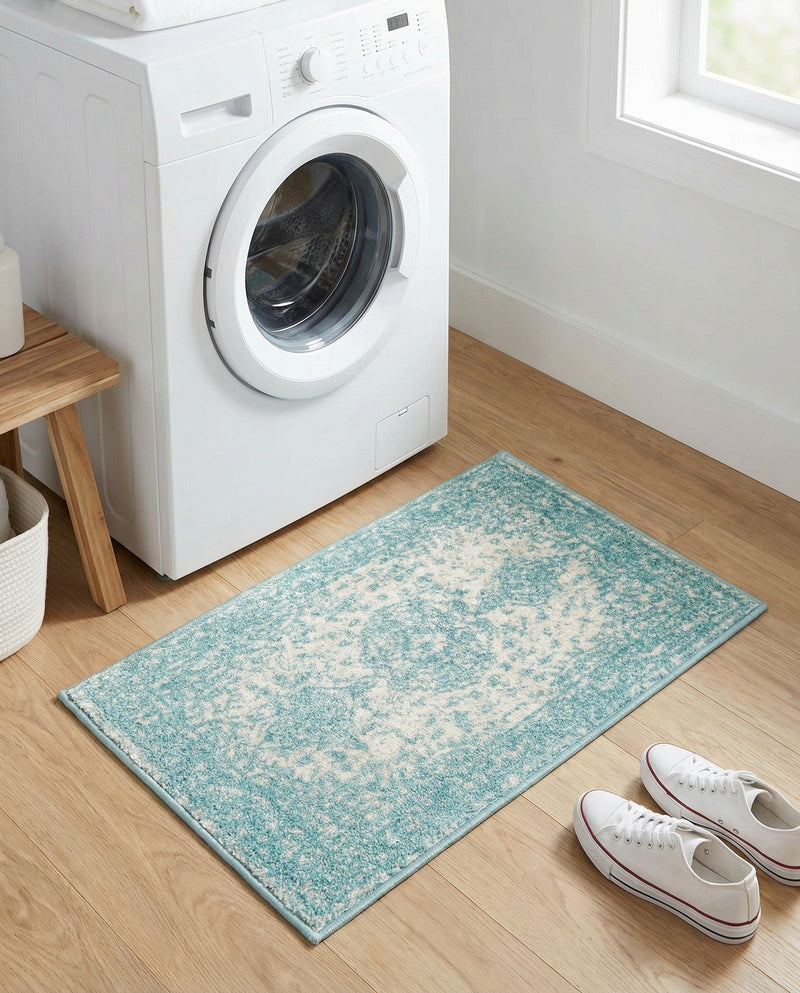 Dover Terrace Collection Area Rug - Marina (Aqua) Rectangle Aqua  lifestyle 24