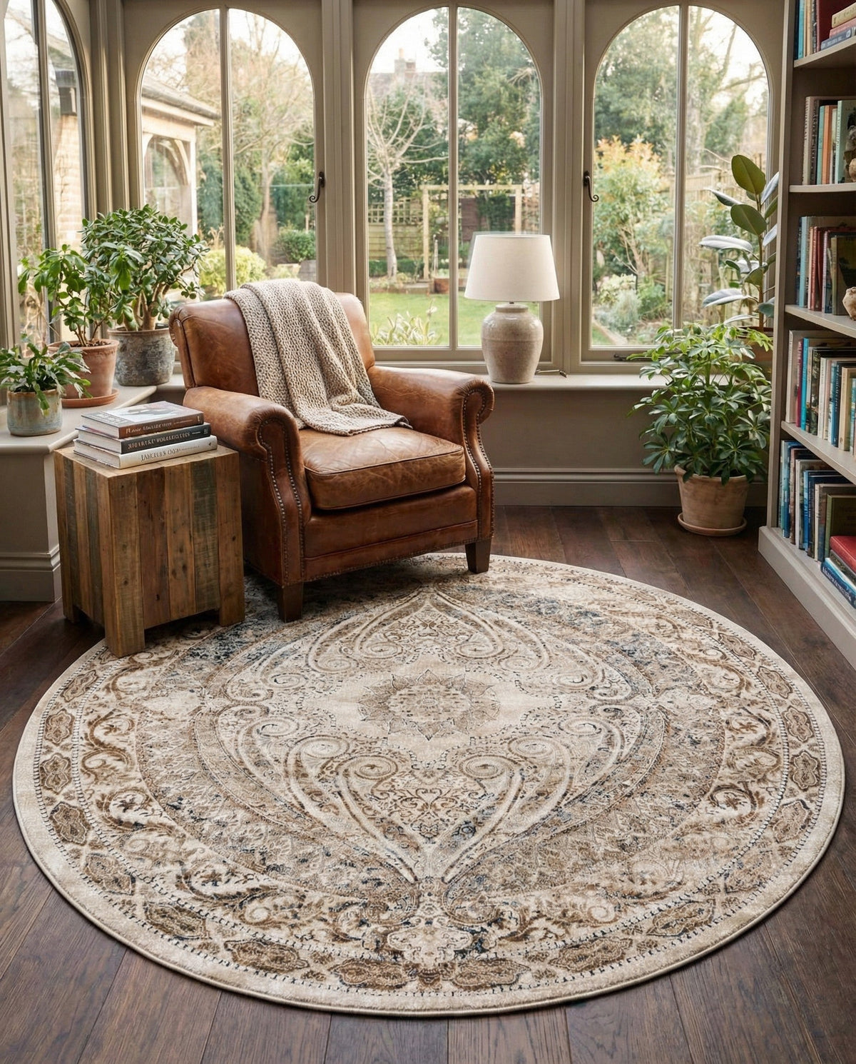 Coastal Manor Collection Area Rug -  Seagrove Round Beige  lifestyle 92