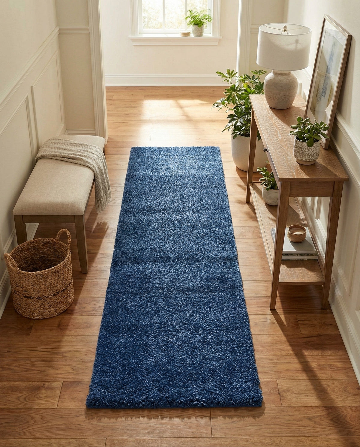 Solid Shag Seaside Collection Area Rug - Azure Cove (Navy Blue) Runner Navy Blue  lifestyle 103