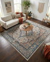 Seville Stripes Collection Area Rug - Cadiz (Blue) Square Blue  lifestyle 40