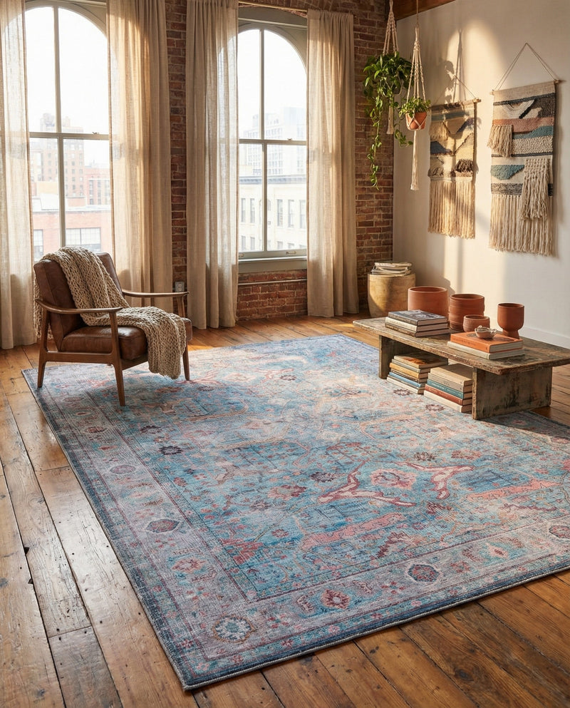 Zahara Oasis Collection Area Rug -  Marrakech Rectangle Blue  lifestyle 9
