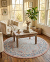 Savannah Series Collection Area Rug - Charleston (Powder Pink) Round Powder Pink  lifestyle 30