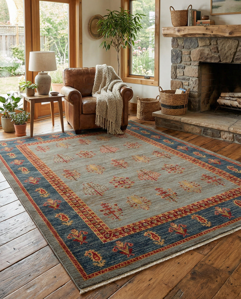 Zagros Oasis Collection Area Rug -  Dalahu Rectangle Light Blue  lifestyle 11
