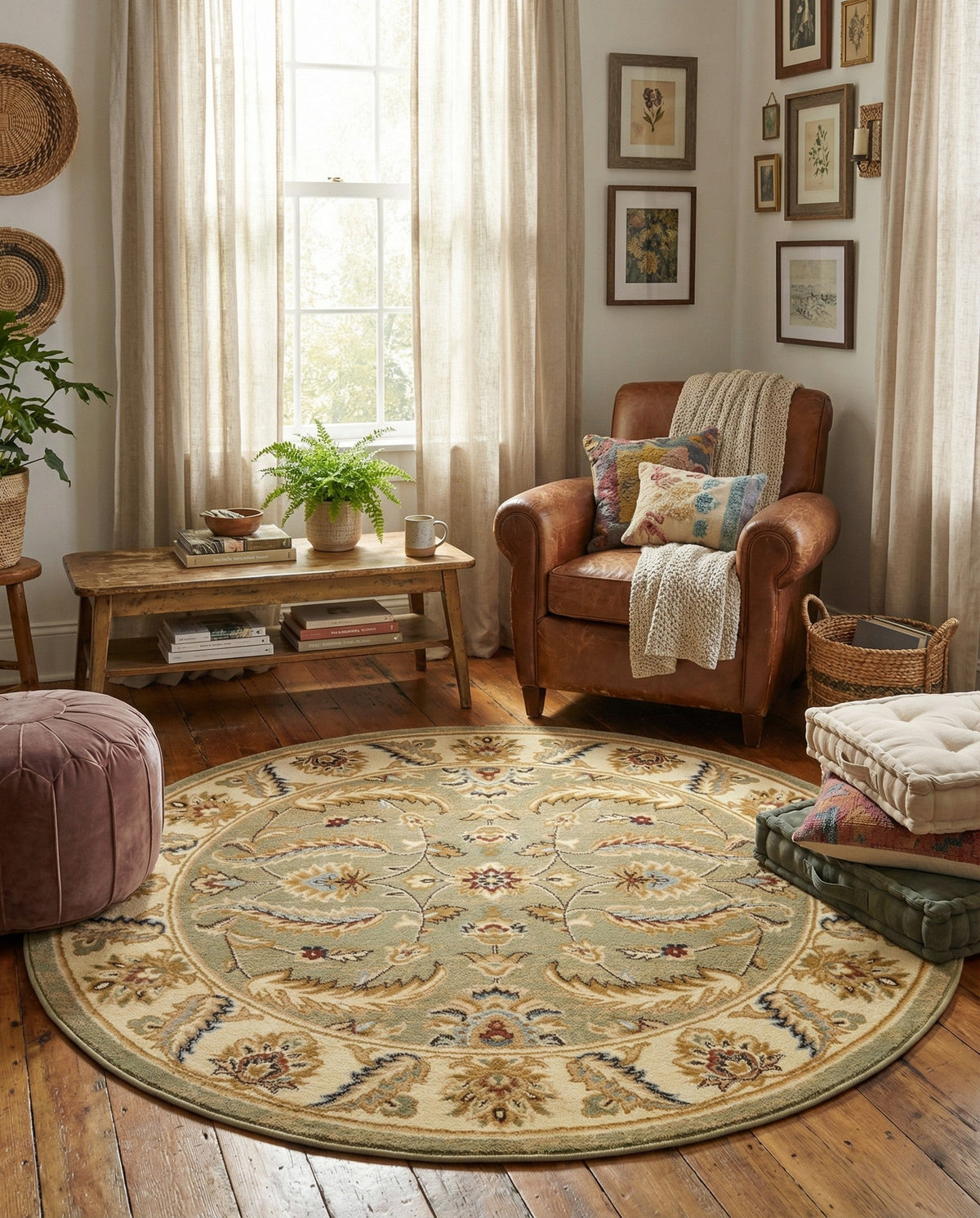Jaipur Elegance Collection Area Rug -  Lal Round Green  lifestyle 146