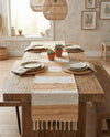 Tassel Trail Collection Area Rug - Pathway (Beige) Table Runner Beige  lifestyle 34