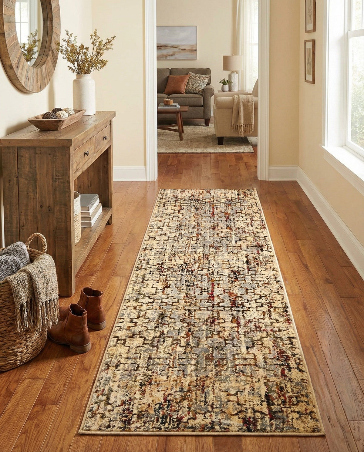 Neptune Elegance Collection Area Rug -  Proteus Runner Beige Cream  lifestyle 119