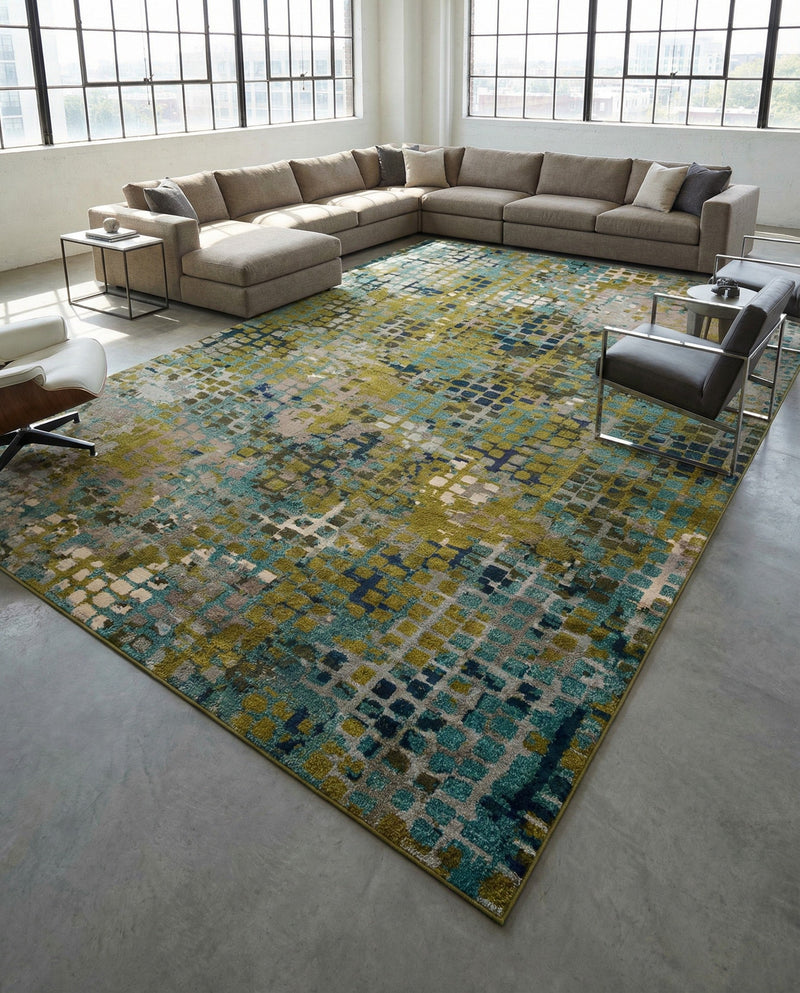 Chromatic Oasis Collection Area Rug -  Tropic Rectangle Blue Green  lifestyle 11