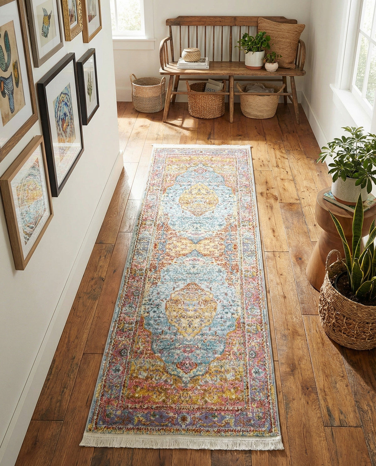 Caribbean Breeze Collection Area Rug -  Vieques Runner Light Blue  lifestyle 202