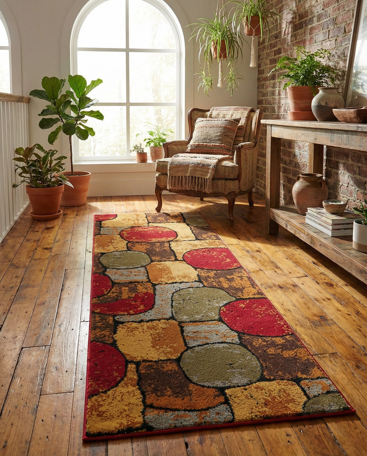 Bistro Lounge Collection Area Rug -  Cappuccino Runner Multi  lifestyle 81