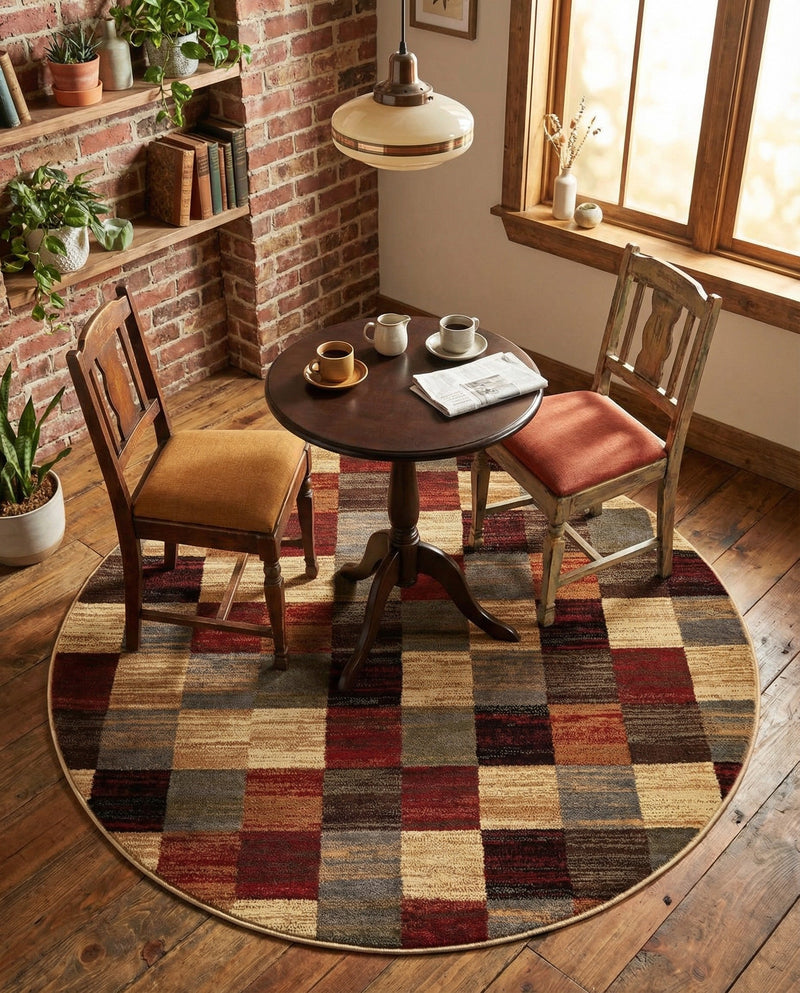 Bistro Lounge Collection Area Rug - Espresso Round Multi  lifestyle 61