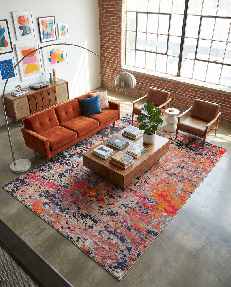 Colorburst Oasis Collection Area Rug -  Prism Rectangle Multi  lifestyle 27
