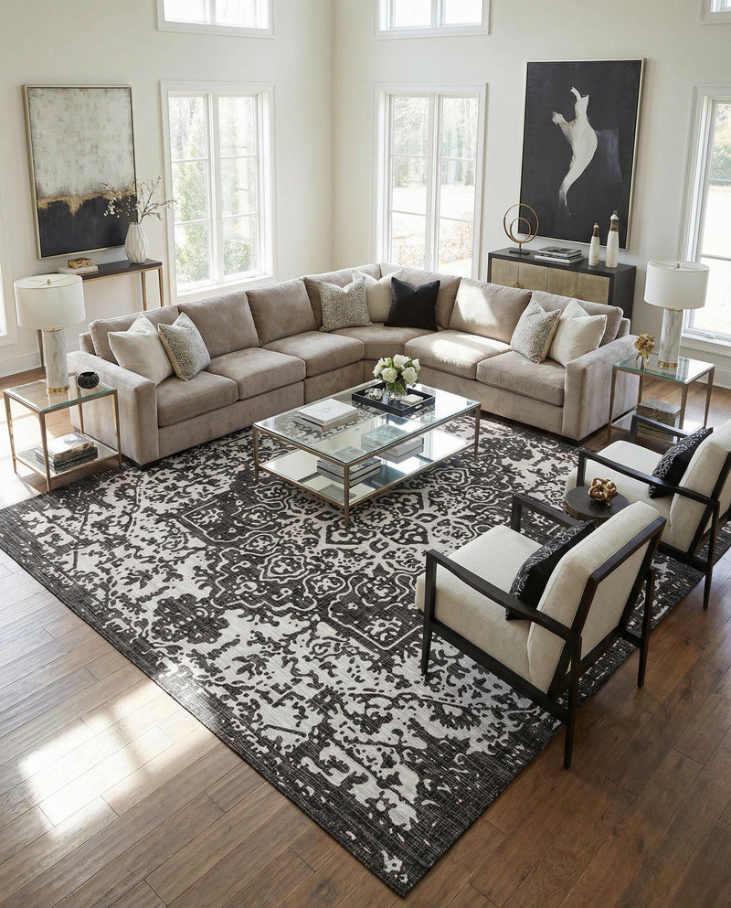 Urban Oasis Rugs Collection Area Rug -  Penthouse (Charcoal Gray) Square Charcoal Gray  lifestyle 33
