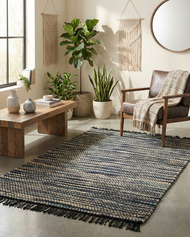 Savannah Jute Collection Area Rug - Nantucket Rectangle Green and Ivory  lifestyle 11