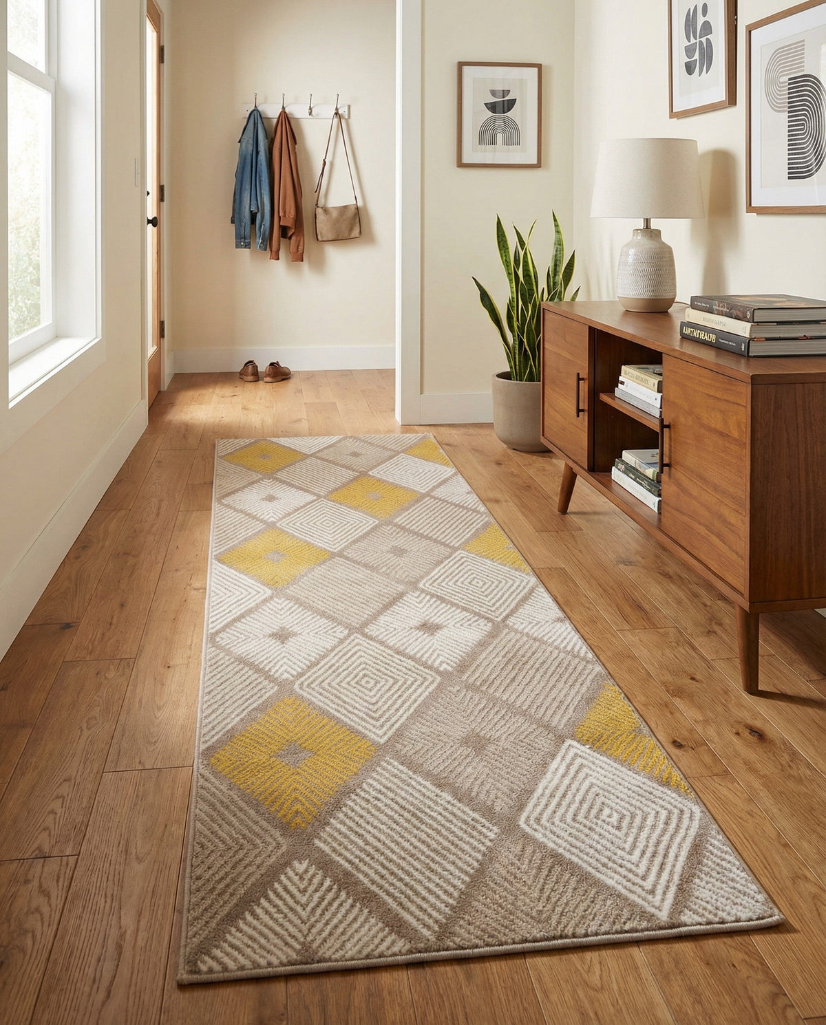 Coastal Haven Collection Area Rug -  Anchorage Runner Ivory and Yellow  lifestyle 96