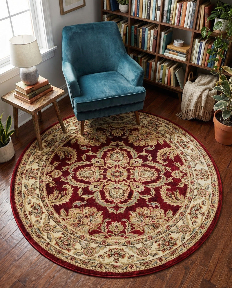 Jaipur Elegance Collection Area Rug -  Jantar Round Red  lifestyle 72