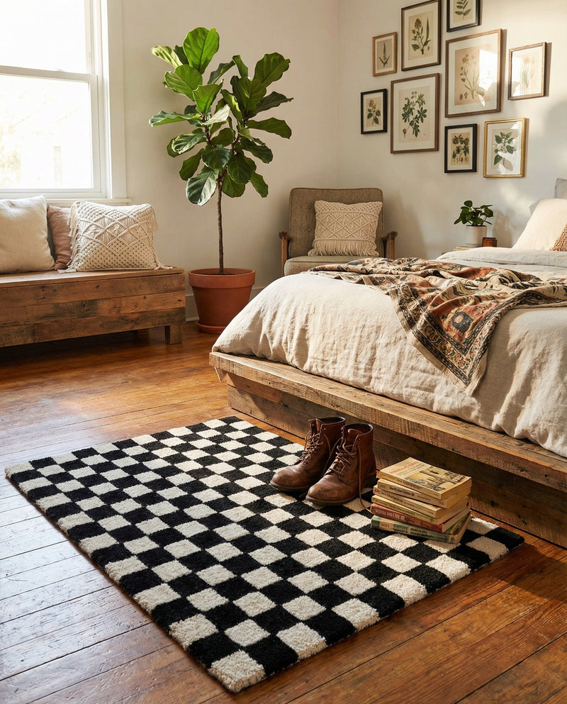 Shepherd's Glen Wool Collection Area Rug - Reykjavik Rectangle Black and White  lifestyle 36