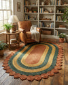 Woven Seaside Jute Collection Area Rug - Coastalhaven (Orange Green Yellow) Oval Orange Green Yellow  lifestyle 16