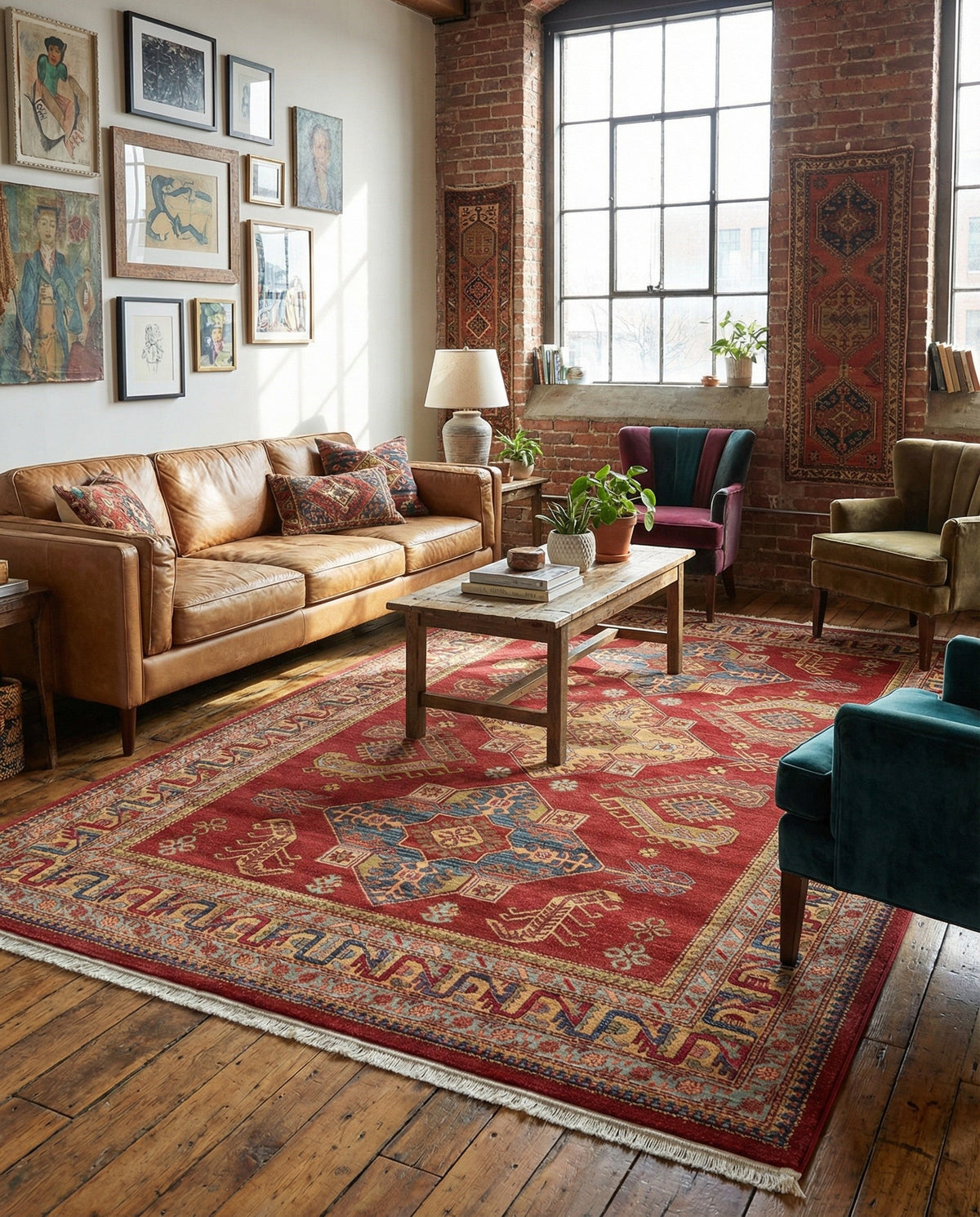 Persian Elegance Collection Area Rug -  Ardabil Rectangle Red  lifestyle 7
