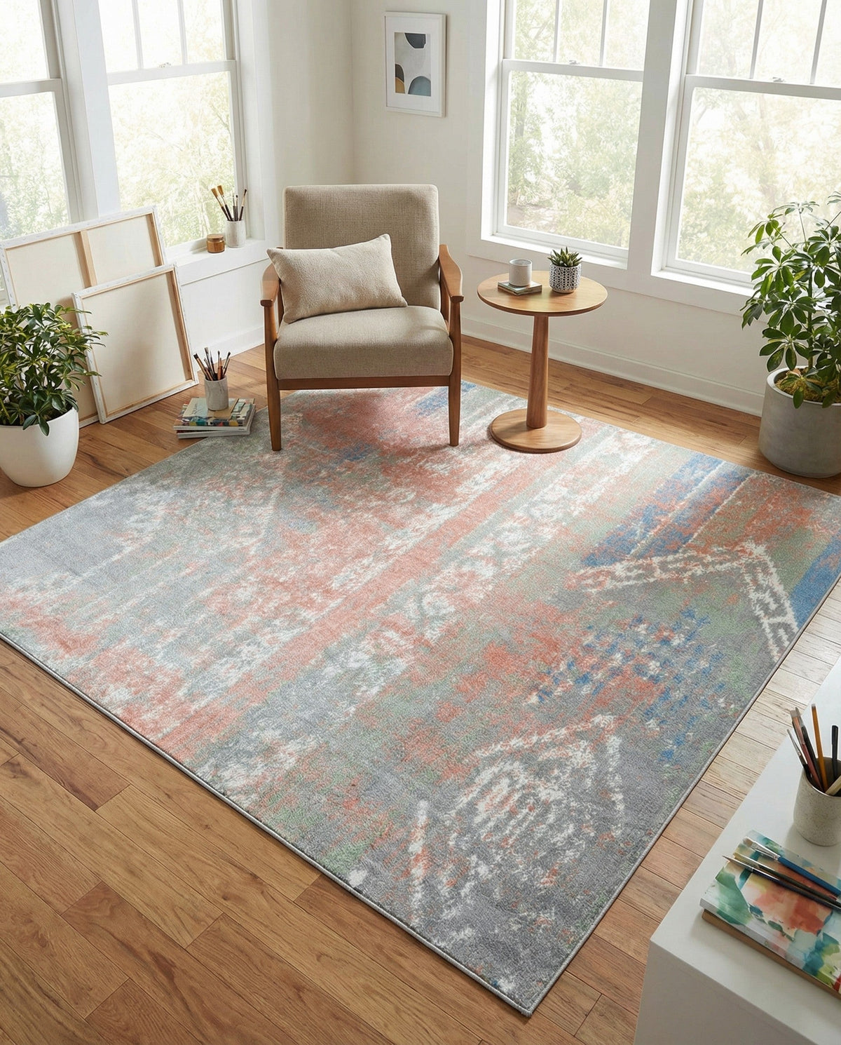 Aegean Elegance Washables Collection Area Rug -  Zakynthos Square Multi  lifestyle 78