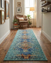 Venetian Tapestry Collection Area Rug -  Giudecca Runner Turquoise  lifestyle 44