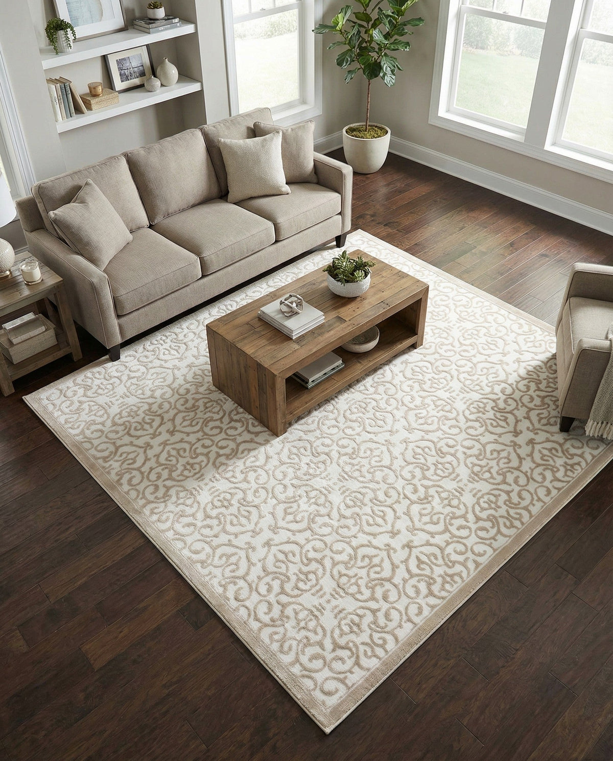 Andes Summit Collection Area Rug -  Pichincha Square Snow White  lifestyle 107