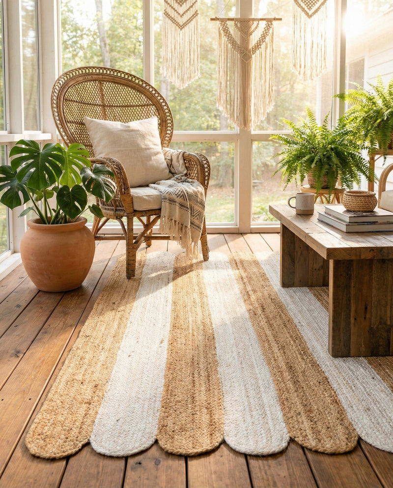 Serenity Braided Jute Collection Area Rug - Luna Rectangle Natural and Ivory  lifestyle 13