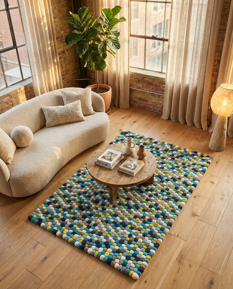 Woolen Sphere Collection Area Rug - Orbsburg (Blue) Rectangle Blue  lifestyle 5