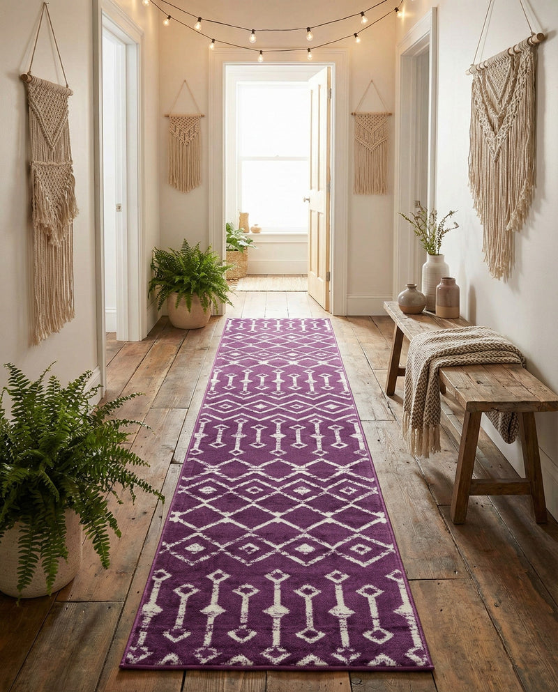 Marrakech Lattice Collection Area Rug - Medina (Violet) Runner Violet  lifestyle 27
