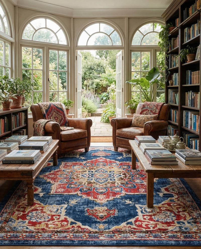 Eden Oasis Collection Area Rug -  Tranquility (Dark Blue) Rectangle Dark Blue  lifestyle 4