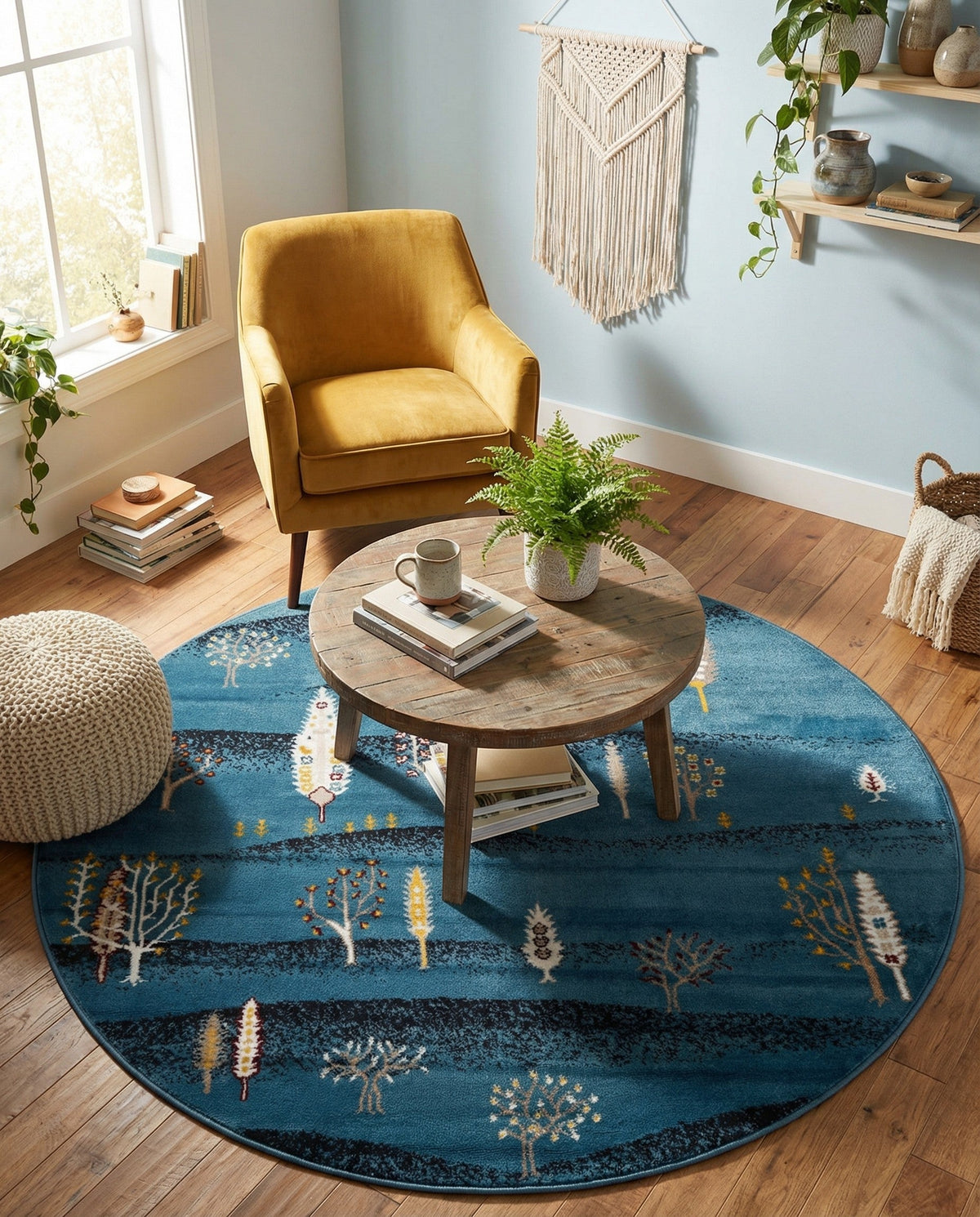 Coastal Haven Collection Area Rug -  Surfside Round Blue  lifestyle 62