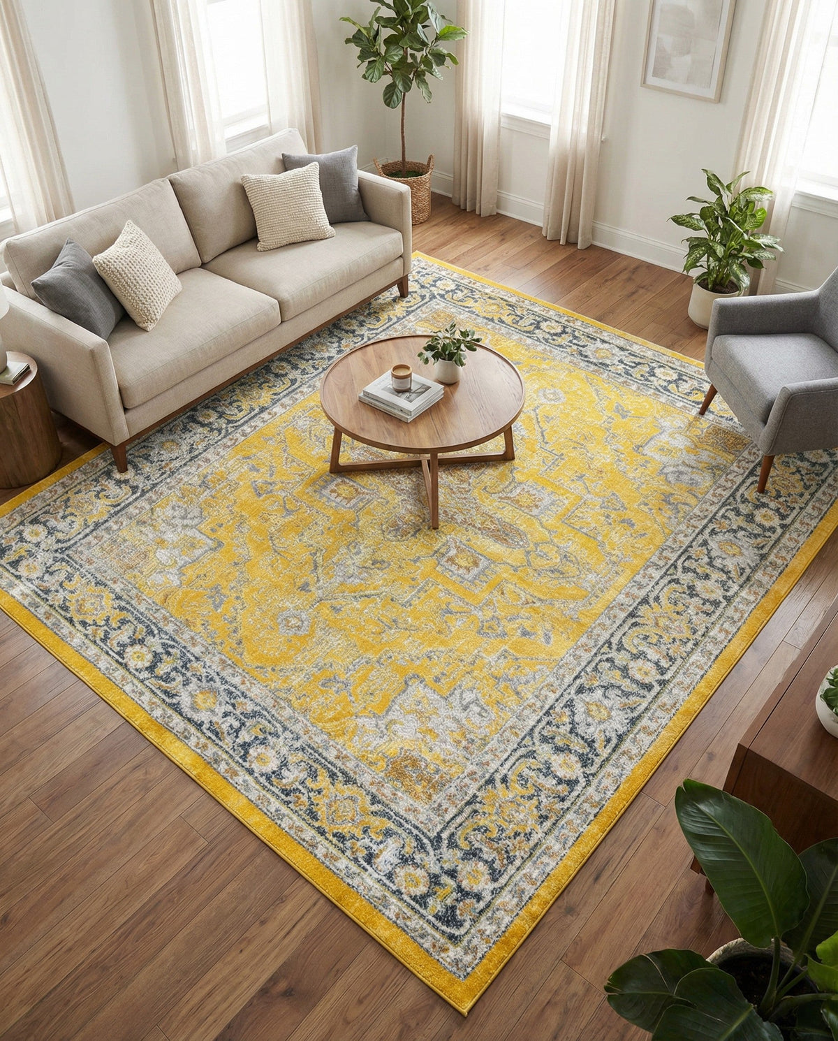 Caribbean Breeze Collection Area Rug -  Andros Square Yellow  lifestyle 130