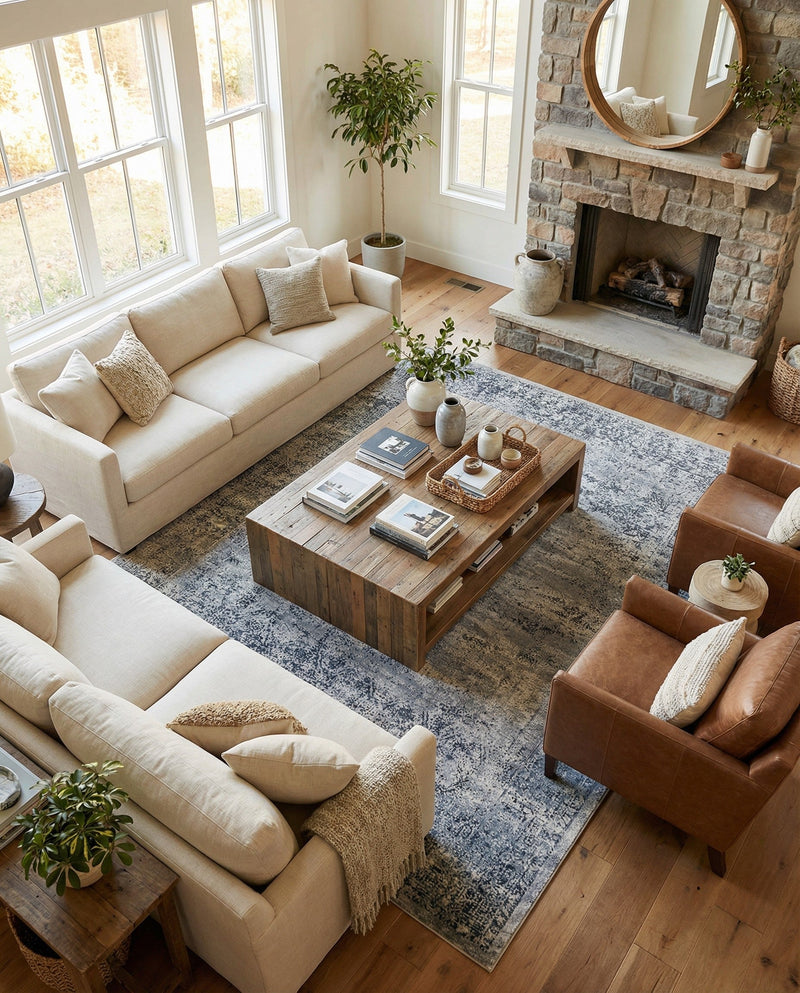 Coastal Manor Collection Area Rug -  Marina Rectangle Blue Gray  lifestyle 52