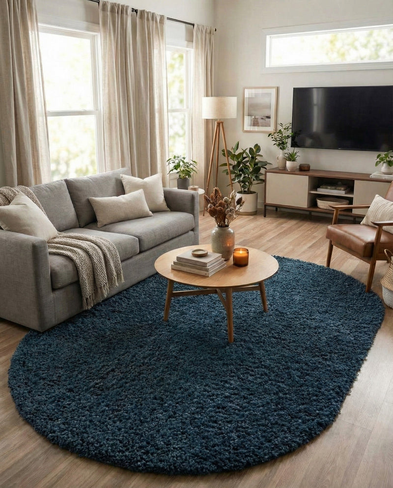 Alpine Plush Collection Area Rug -  Cortina (Marine Blue) Oval Marine Blue  lifestyle 45