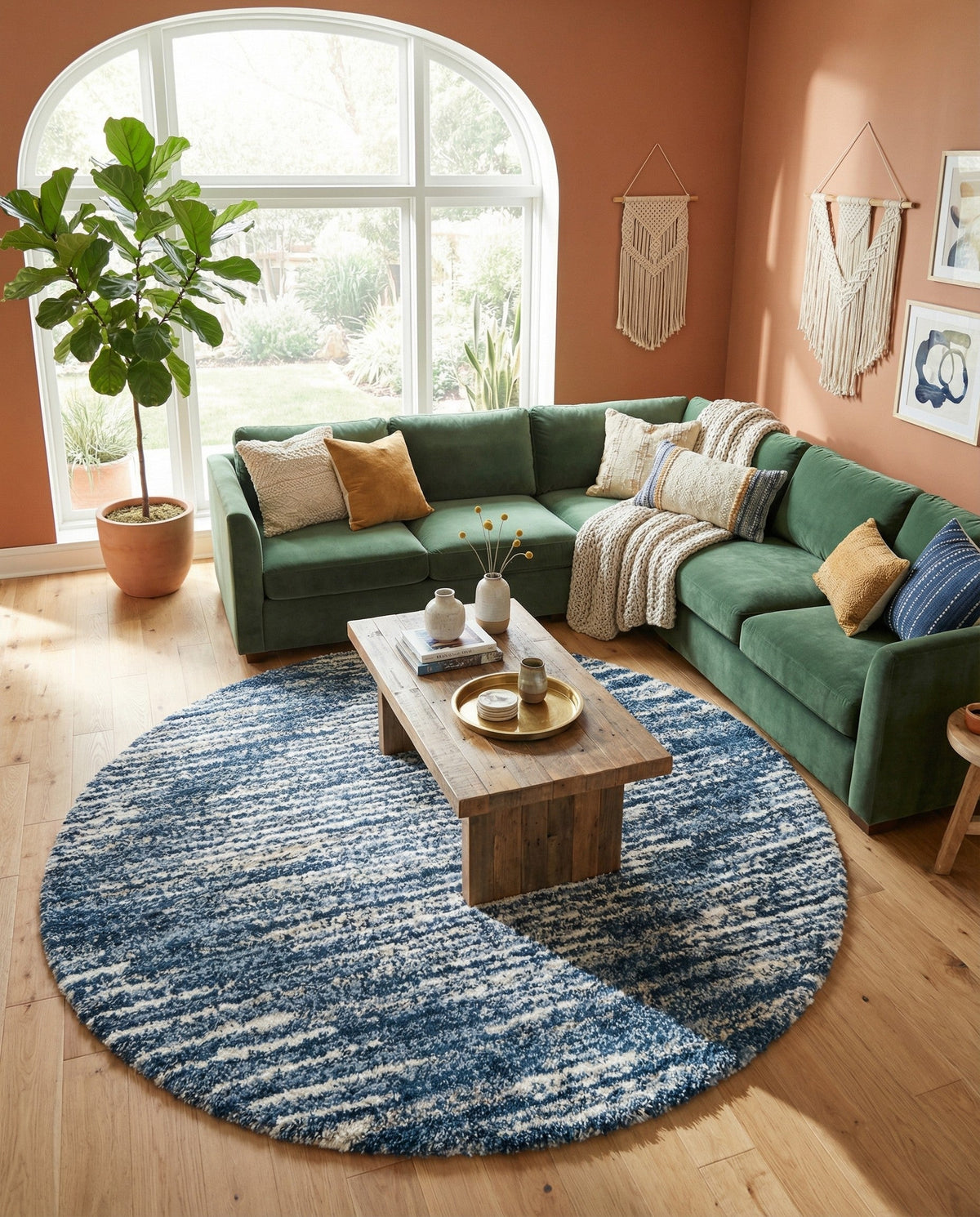 Tranquil Tides Shag Collection Area Rug -  Azure Round Blue  lifestyle 155