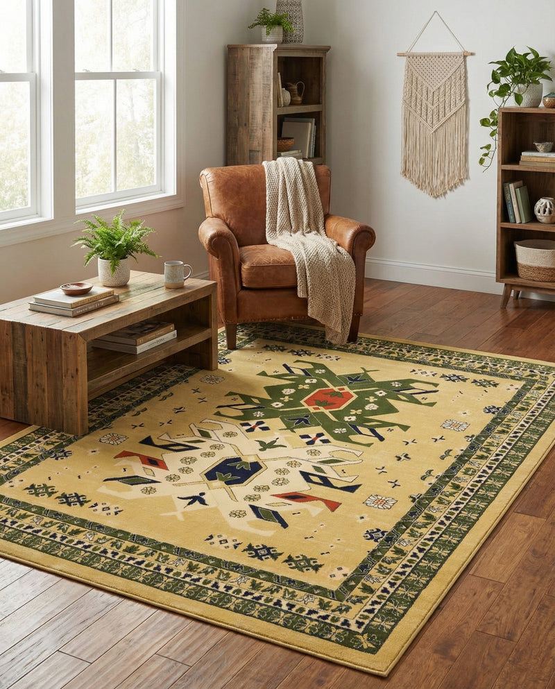 Tabriz Tapestries Collection Area Rug - Azerbaijan (Cream) Rectangle Cream  lifestyle 6
