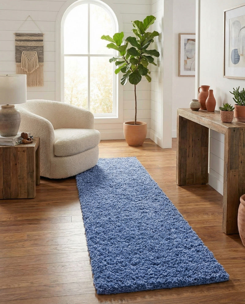 Plush Oasis Collection Area Rug - Serenity (Periwinkle Blue) Runner Periwinkle Blue  lifestyle 56