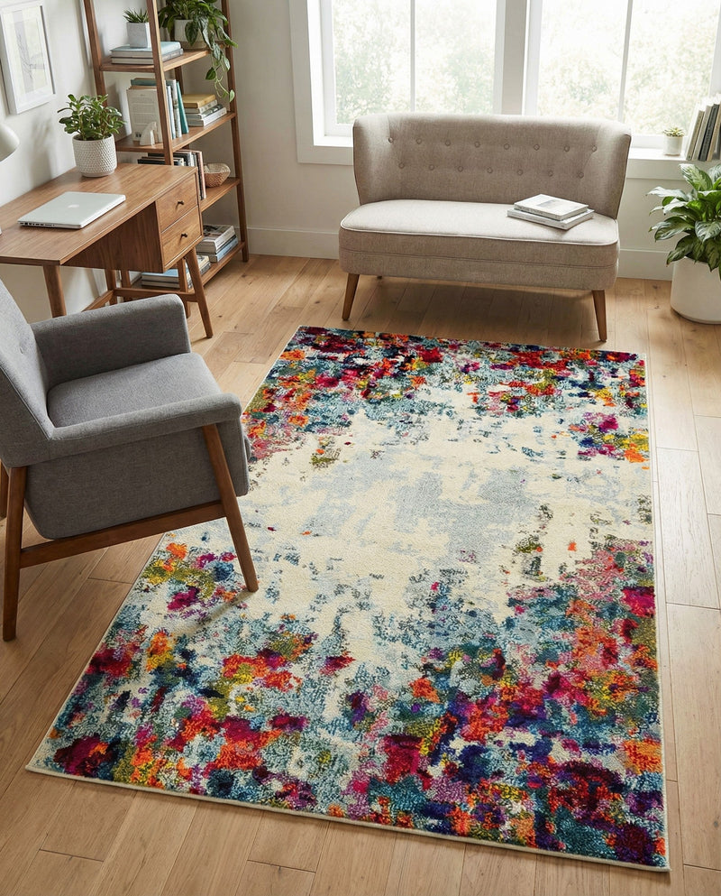 Chromatic Oasis Collection Area Rug -  Blush Rectangle Multi  lifestyle 25