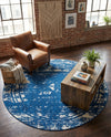 Brighton Stripes Collection Area Rug - Sussex (Navy Blue) Round Navy Blue  lifestyle 38