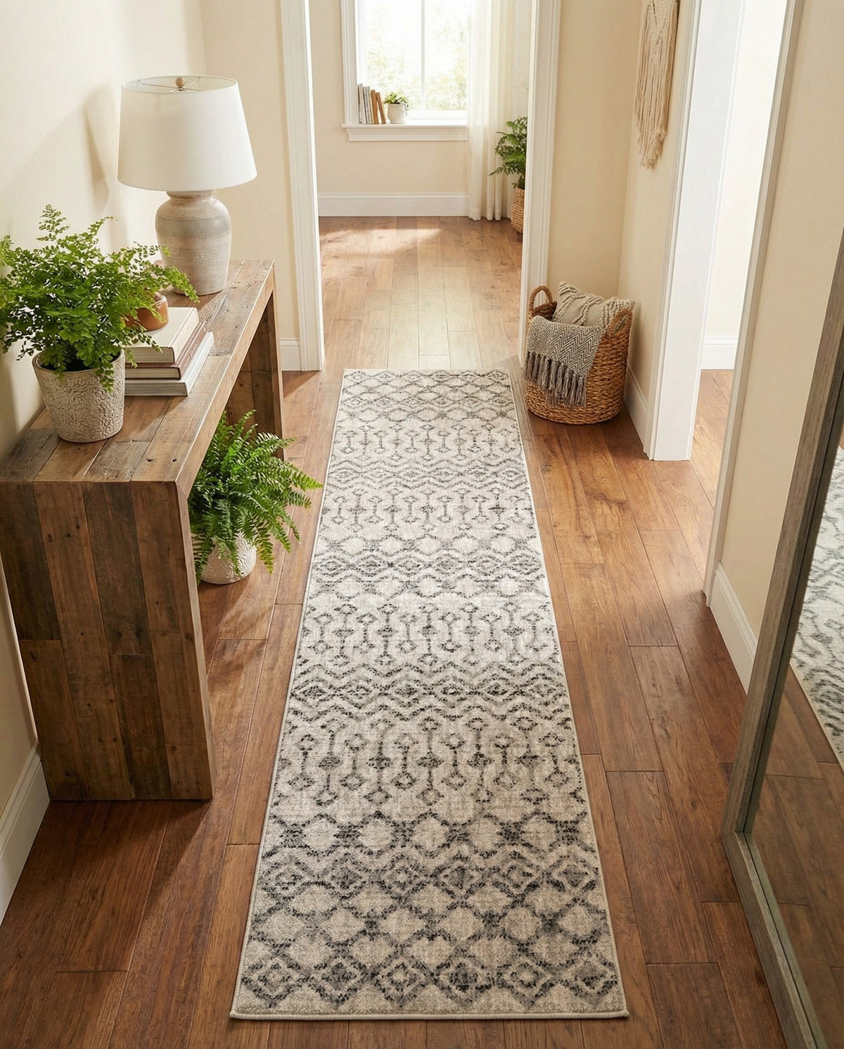 Geo Garden Lattice Collection Area Rug -  Andalusia Runner Ivory  lifestyle 195