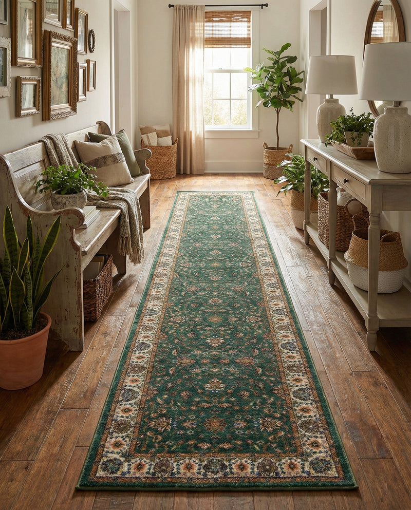 Casablanca Tapestry Collection Area Rug -  Marrakech (Emerald Green) Runner Emerald Green  lifestyle 57
