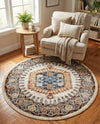 Eden Oasis Collection Area Rug -  Refuge (Cream) Round Cream  lifestyle 32