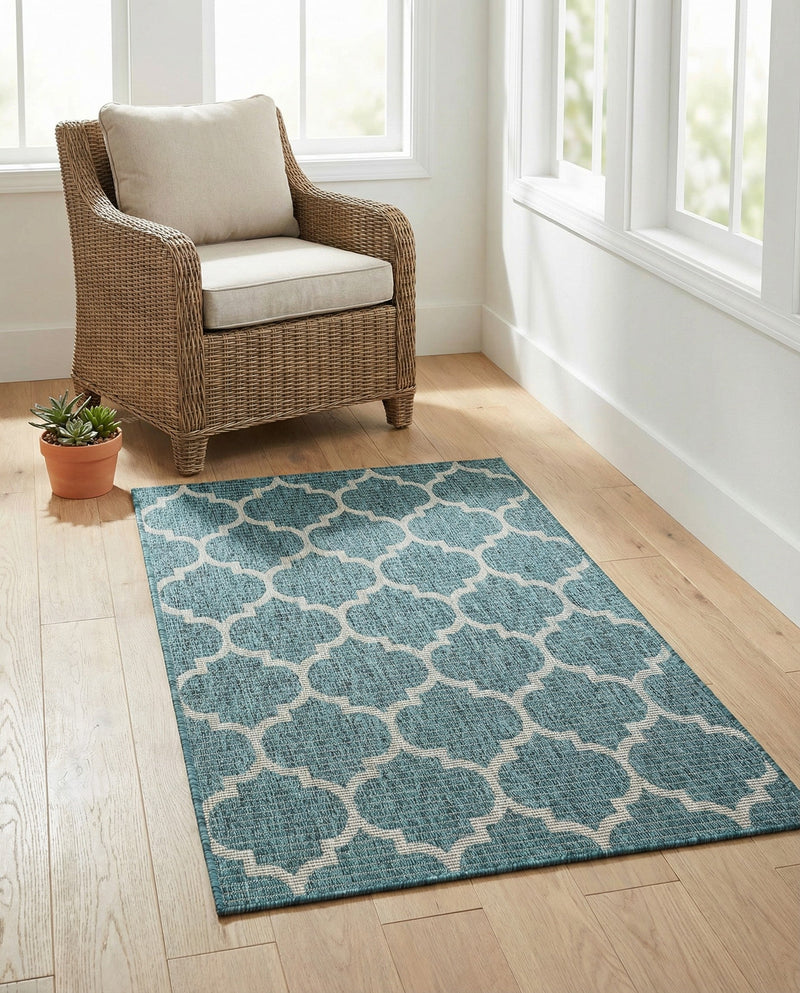 Savannah Pergola Collection Area Rug - Arbor (Teal) Rectangle Teal  lifestyle 32