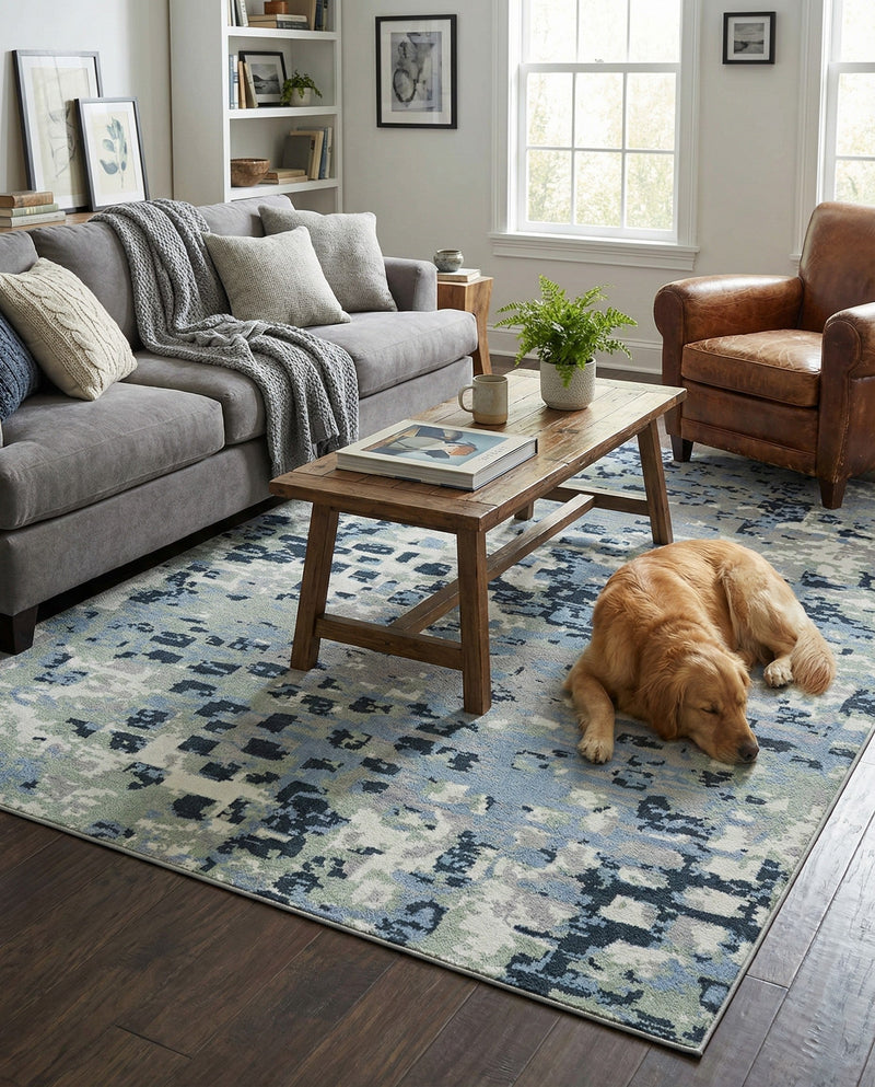 Aegean Elegance Washables Collection Area Rug -  Andros Rectangle Gray Navy Green  lifestyle 9
