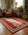Tabriz Tapestries Collection Area Rug - Azerbaijan (Red) Rectangle Red  lifestyle 13
