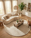 Solid Shag Seaside Collection Area Rug - Azure Cove (Ivory) Round Ivory  lifestyle 42