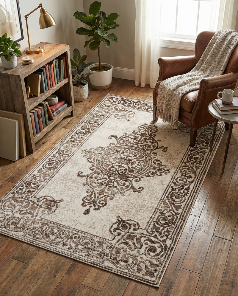 Sanctuary Retreat Collection Area Rug - Haven Rectangle Chocolate Brown  lifestyle 24