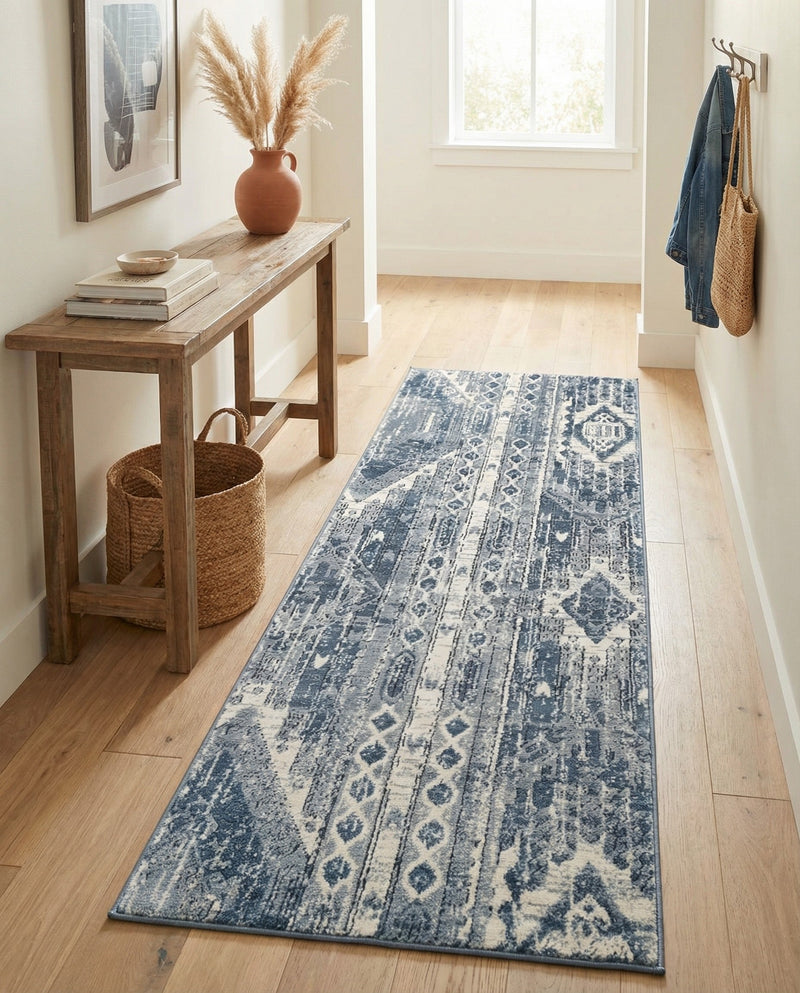 Cascade Range Collection Area Rug - Hood (Blue Gray) Runner Blue Gray  lifestyle 34