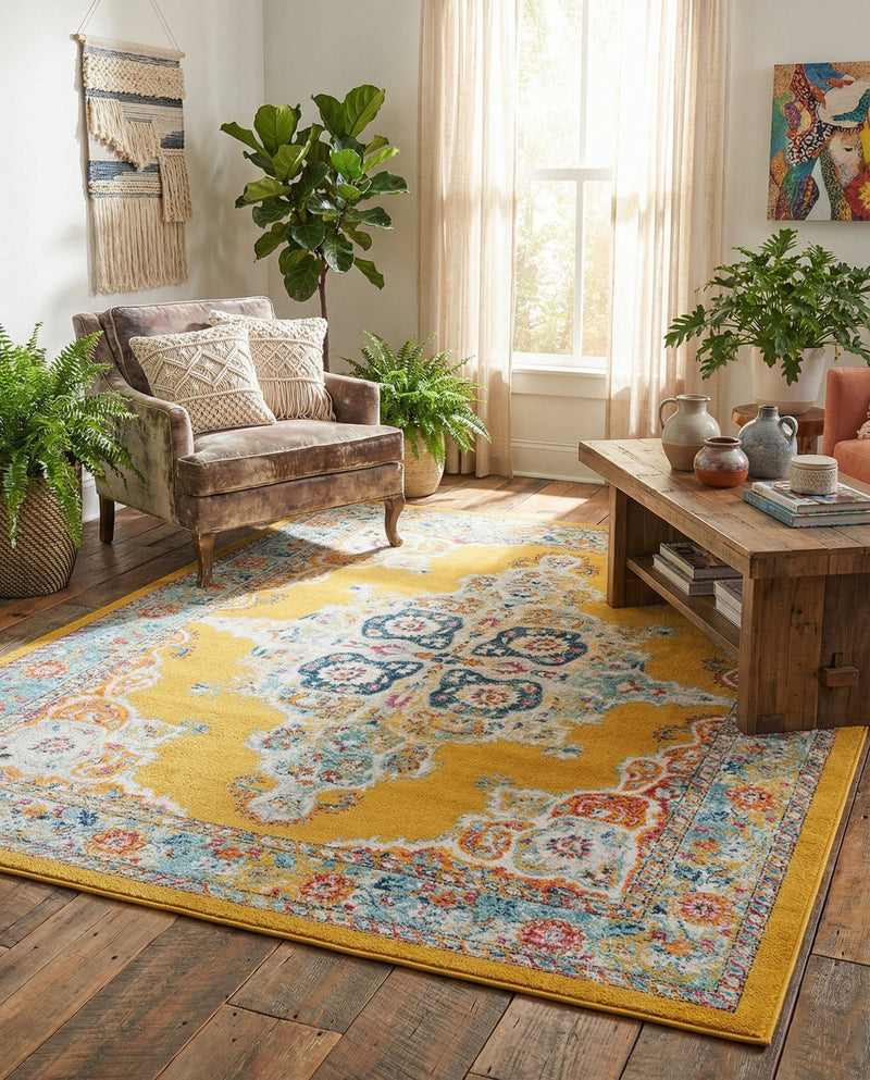 Beverly Grove Collection Area Rug -  Fairfax (Yellow) Rectangle Yellow  lifestyle 12